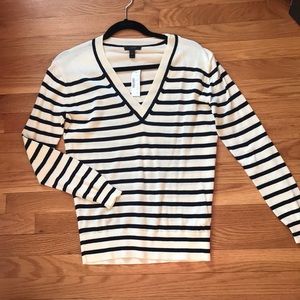 J.Crew cream & navy striped thin sweater XS